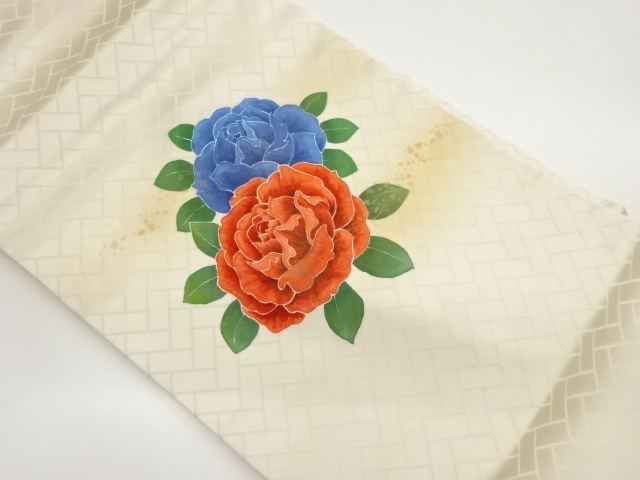 JAPANESE NAGOYA OBI / KINSAI / ROSE & HIGAKI PATTERN